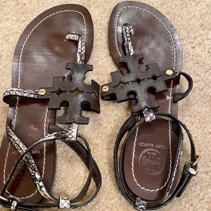 Brown snakeskin Tory Burch sandals